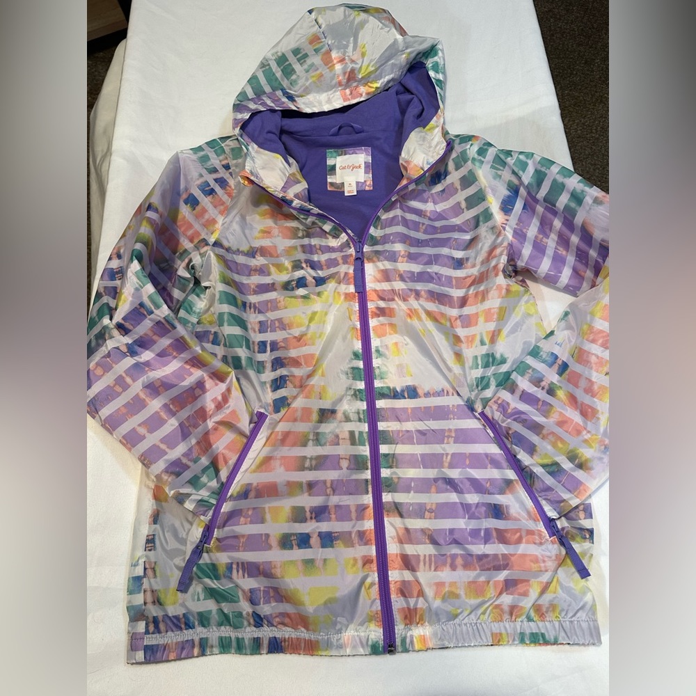 Girls Cat and Jack rain jacket size XL - gently used - pet free smoke free home
